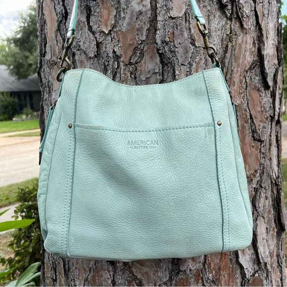 american leather co. Handbags - AMERICAN LEATHER CO. Baby Blue Hobo Shoulder Bag